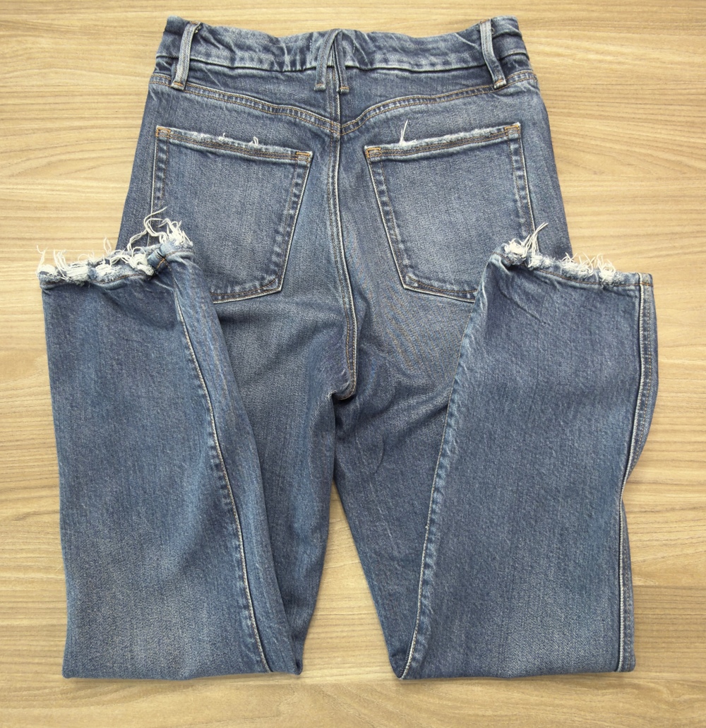Good American Good Curve Straight Women's Blue Jeans Size 6/28 Super High Rise